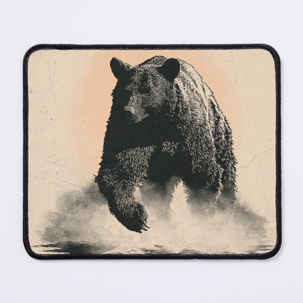 Item preview, Powerful Grizzly Bear Engraving Wildlife Art designed and sold by NicolasGlowArt.