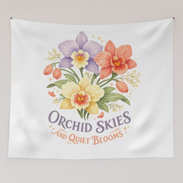 Item preview, Orchid Skies and Quiet Blooms Floral Botanical Cottagecore Art Design designed and sold by inkoutninja.