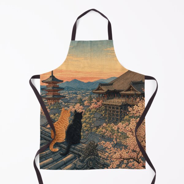 Item preview, Twilight Stroll in Kyoto - Black Cat & Cherry Blossoms designed and sold by vekotpu.