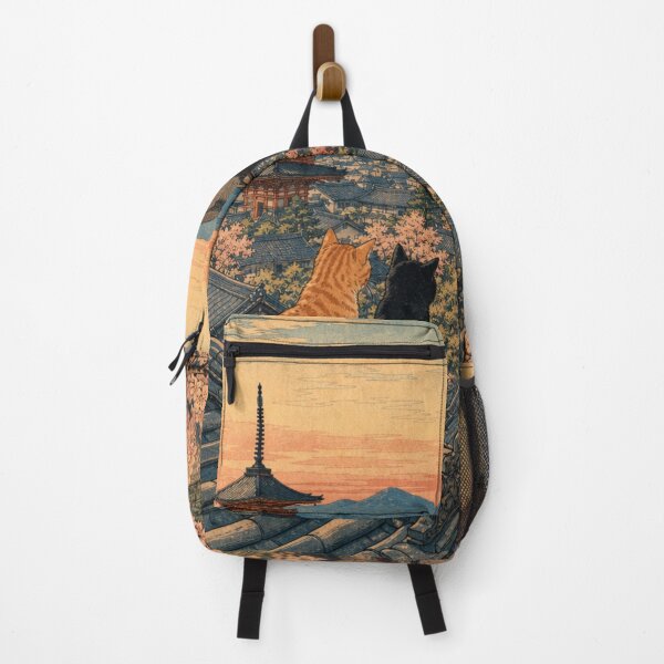 Item preview, Twilight Stroll in Kyoto - Black Cat & Cherry Blossoms designed and sold by vekotpu.