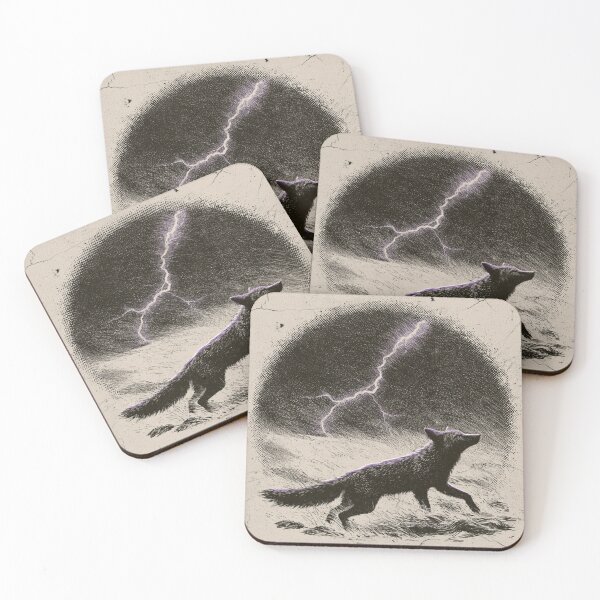 Item preview, Dark Fox Purple Lightning Storm Vintage Art designed and sold by NicolasGlowArt.