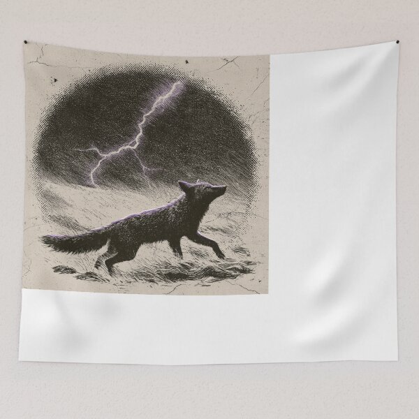 Item preview, Dark Fox Purple Lightning Storm Vintage Art designed and sold by NicolasGlowArt.