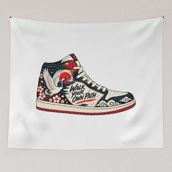 Item preview, Japanese Crane Sneakers – Modern Japanese Streetwear Art designed and sold by KASUMINK.