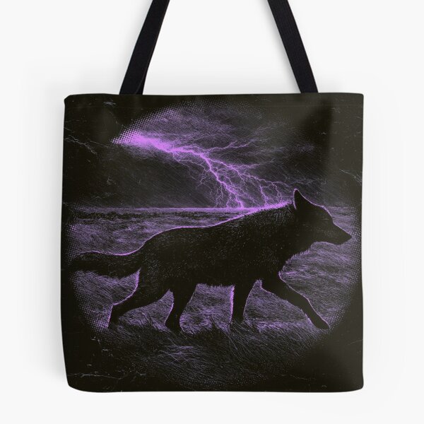 Item preview, Dark Wolf Silhouette Purple Lightning Storm designed and sold by NicolasGlowArt.