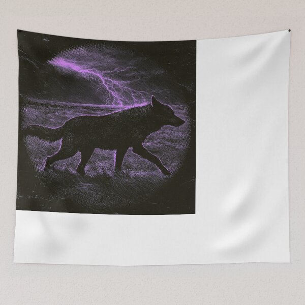 Item preview, Dark Wolf Silhouette Purple Lightning Storm designed and sold by NicolasGlowArt.