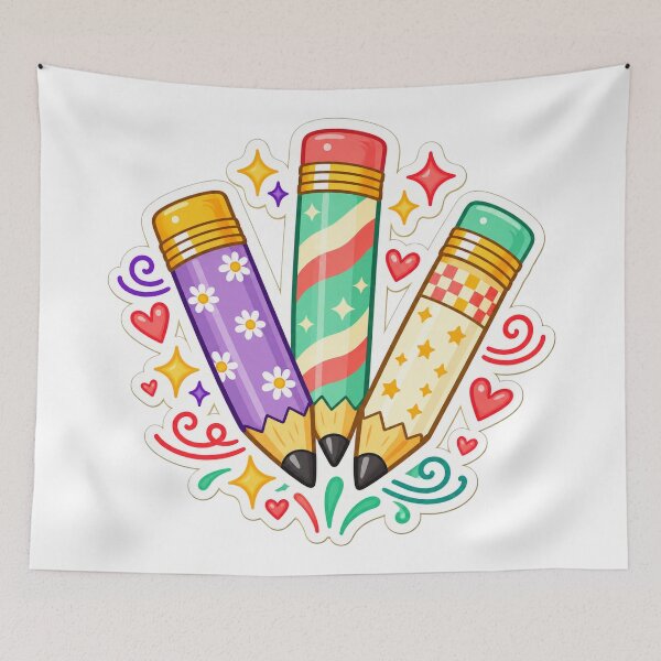Item preview, Cute Colorful Pencils School Supplies Kawaii Teacher Student Art Design designed and sold by inkoutninja.