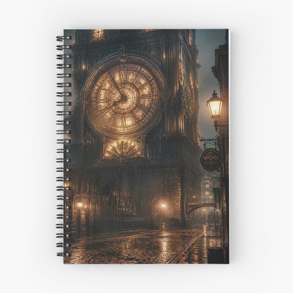 Item preview, Gothic Clock Tower Amber Midnight Rain designed and sold by LazyDayzCo.