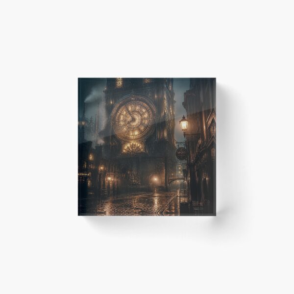 Item preview, Gothic Clock Tower Amber Midnight Rain designed and sold by LazyDayzCo.