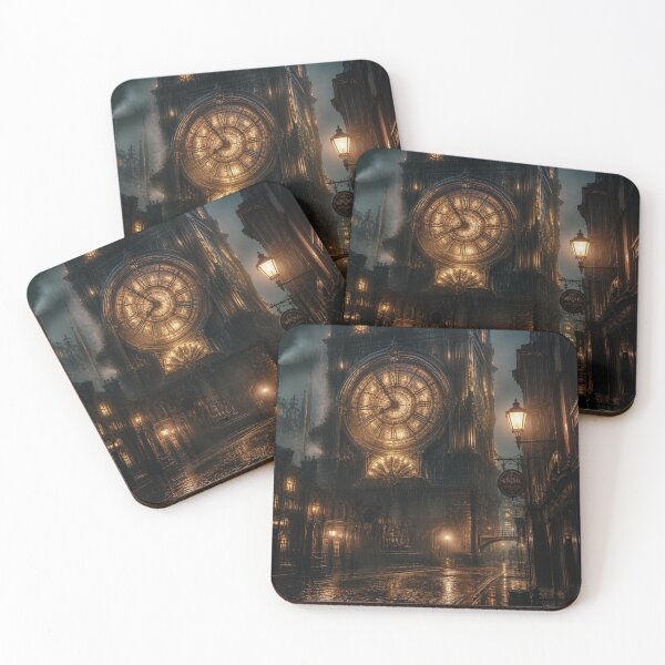 Item preview, Gothic Clock Tower Amber Midnight Rain designed and sold by LazyDayzCo.