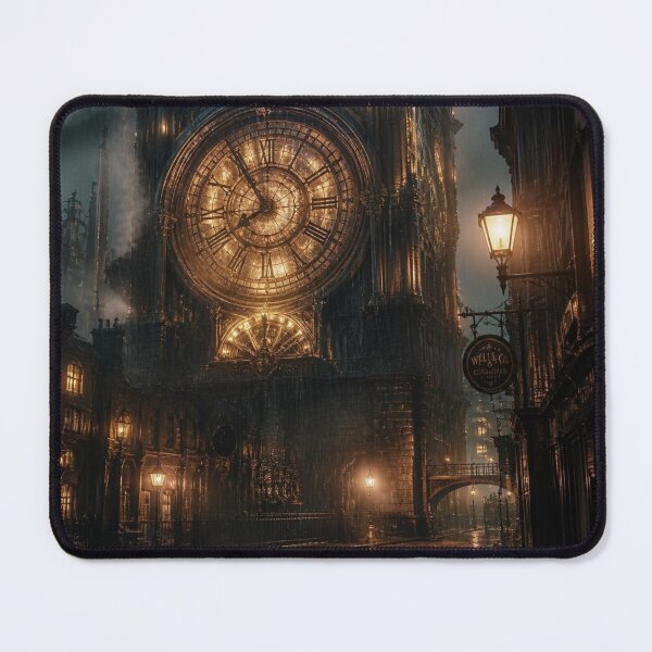 Item preview, Gothic Clock Tower Amber Midnight Rain designed and sold by LazyDayzCo.