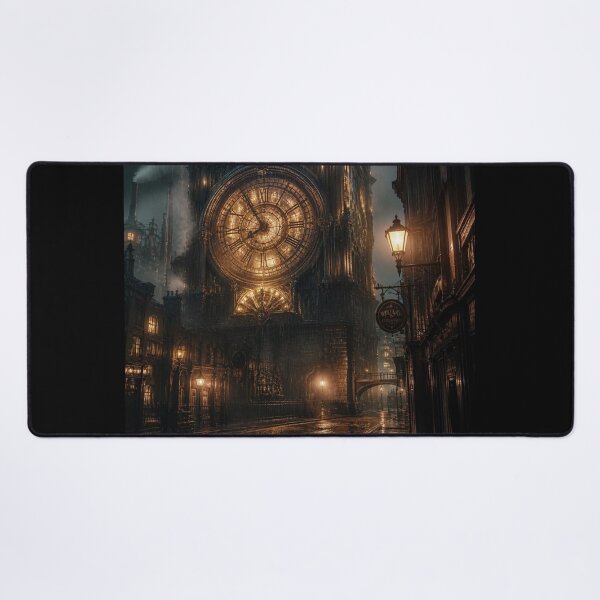 Item preview, Gothic Clock Tower Amber Midnight Rain designed and sold by LazyDayzCo.