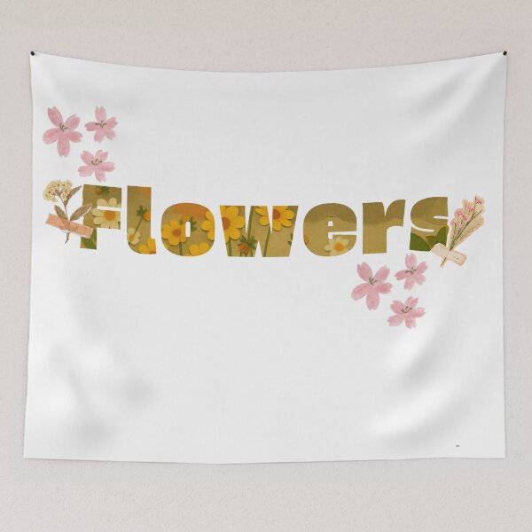 Item preview, Aesthetic Pressed Yellow & Pink Flowers Typography designed and sold by RAJASWARSTORE.