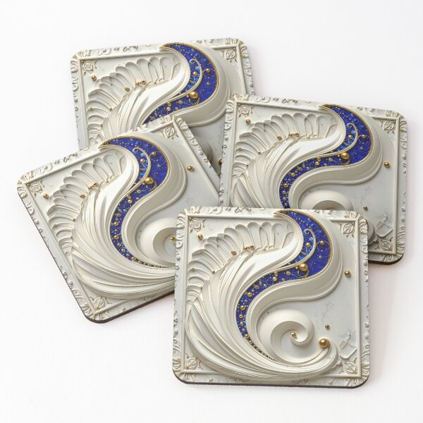 Item preview, Ornate White Porcelain and Royal Blue Spiral designed and sold by Vicky Brago-Mitchell®.
