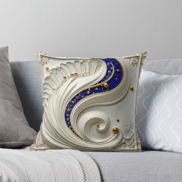 Item preview, Ornate White Porcelain and Royal Blue Spiral designed and sold by Vicky Brago-Mitchell®.