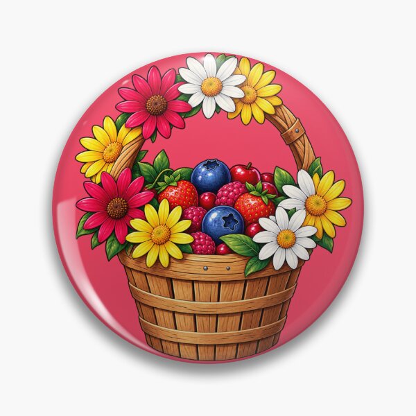 Item preview, Rustic Berry Basket with Colorful Flowers designed and sold by Hari Arts.