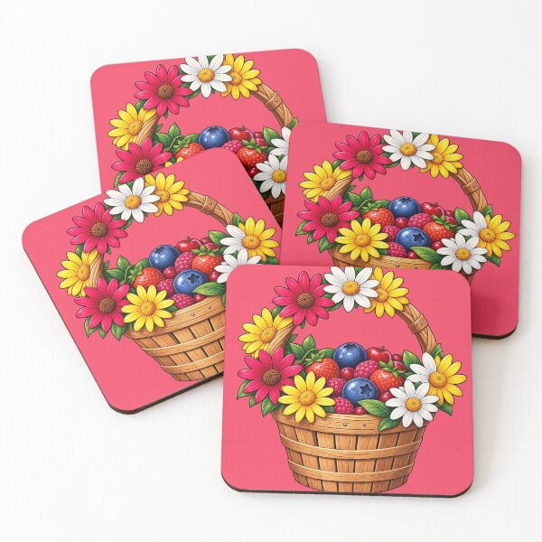 Item preview, Rustic Berry Basket with Colorful Flowers designed and sold by Hari Arts.