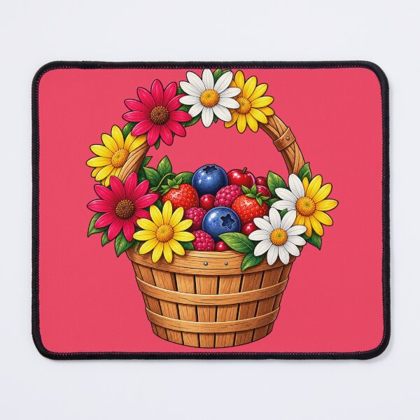 Item preview, Rustic Berry Basket with Colorful Flowers designed and sold by Hari Arts.
