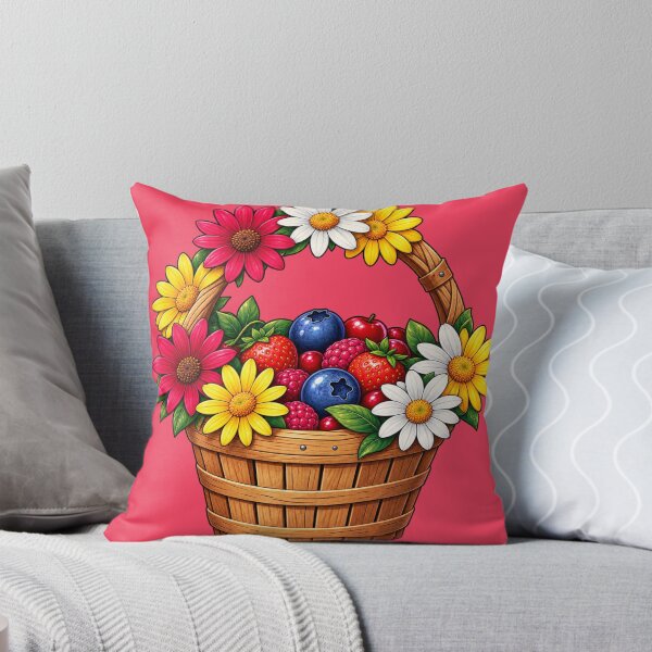 Item preview, Rustic Berry Basket with Colorful Flowers designed and sold by Hari Arts.