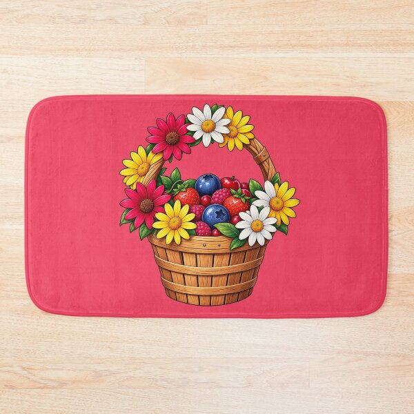 Item preview, Rustic Berry Basket with Colorful Flowers designed and sold by Hari Arts.