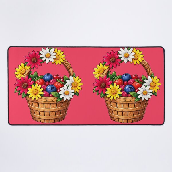 Item preview, Rustic Berry Basket with Colorful Flowers designed and sold by Hari Arts.