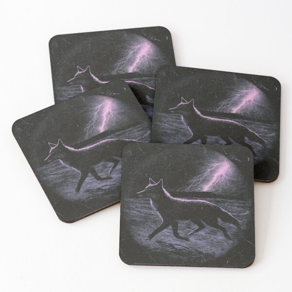 Item preview, Wild Coyote Lightning Storm Dark Engraving Art designed and sold by NicolasGlowArt.