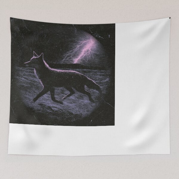 Item preview, Wild Coyote Lightning Storm Dark Engraving Art designed and sold by NicolasGlowArt.