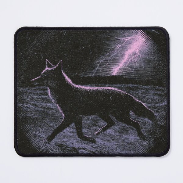 Item preview, Wild Coyote Lightning Storm Dark Engraving Art designed and sold by NicolasGlowArt.