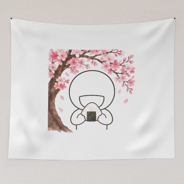 Item preview, Onigiri Rice Ball under Sakura Cherry Blossom - Hanami Picnic Pictogram designed and sold by japan-picto.