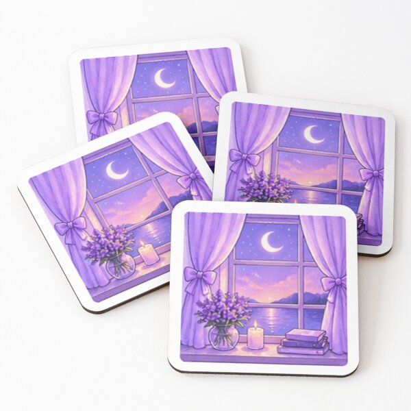 Item preview, Purple Moonlit Window Cozy Night Scene designed and sold by Kiralemon.