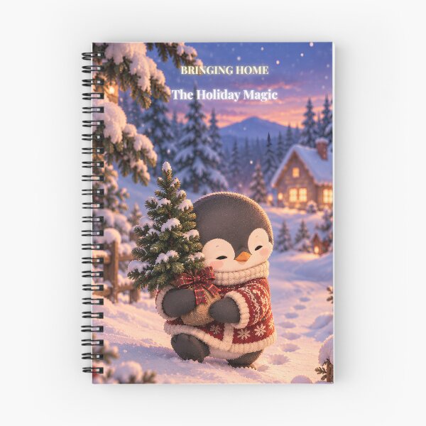 Item preview, Cute Christmas Penguin Bringing Home Holiday Magic Greeting Card designed and sold by PanaddaArtStudio.