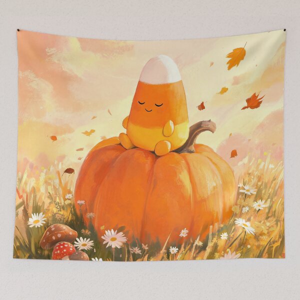 Item preview, Cozy Kawaii Candy Corn Pumpkin Autumn Character designed and sold by cr6zym1nd.