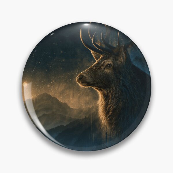 Item preview, Majestic Stag Forest Night Moon Wildlife Art designed and sold by NicolasGlowArt.