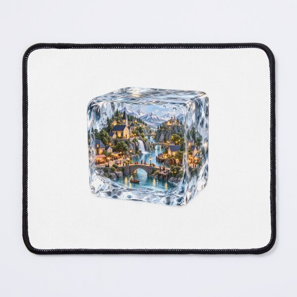 Item preview, Tiny World In An Ice Cube Cute Fantasy Miniature Village Aesthetic Die-Cut Sticker designed and sold by SlapHappyArt.