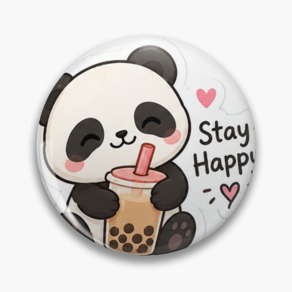 Item preview, Stay Happy Cute Panda with Bubble Tea – Kawaii Sticker designed and sold by TinyMoodShop.