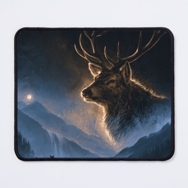 Item preview, Mystical Stag Mountain Night Sky Wildlife Deer designed and sold by NicolasGlowArt.