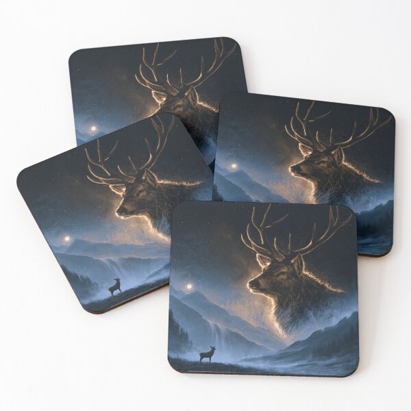Item preview, Mystical Stag Mountain Night Sky Wildlife Deer designed and sold by NicolasGlowArt.