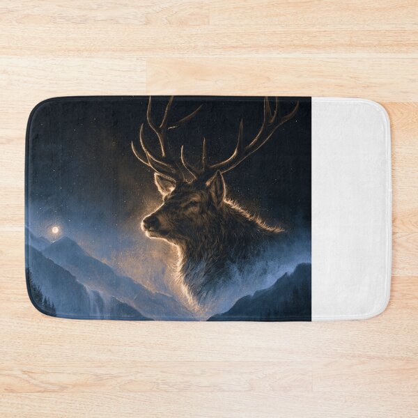Item preview, Mystical Stag Mountain Night Sky Wildlife Deer designed and sold by NicolasGlowArt.