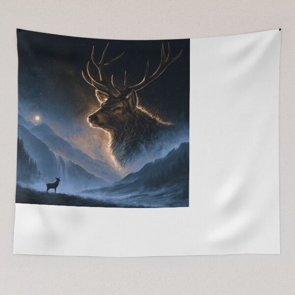 Item preview, Mystical Stag Mountain Night Sky Wildlife Deer designed and sold by NicolasGlowArt.