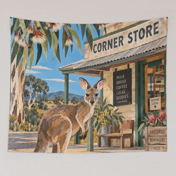 Item preview, Kangaroo at the Corner Store designed and sold by LittleDreamsCo.