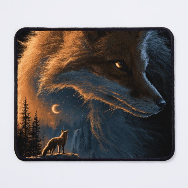 Item preview, Mystical Fox Forest Moon Night Wildlife Art designed and sold by NicolasGlowArt.