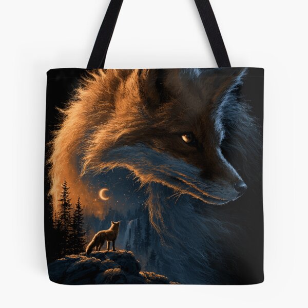 Item preview, Mystical Fox Forest Moon Night Wildlife Art designed and sold by NicolasGlowArt.