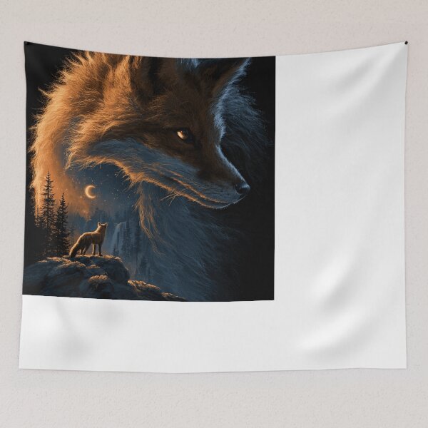 Artikelvorschau, Mystischer Fuchswald Mondnacht Wildtierkunst entworfen und verkauft von NicolasGlowArt.