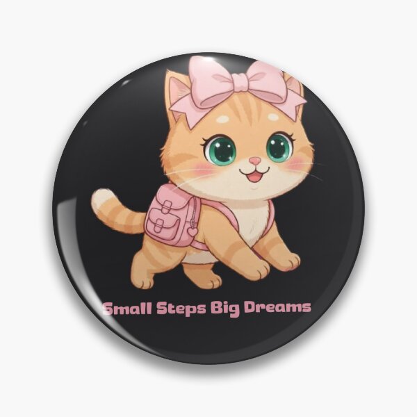 Item preview, Small Steps Big Dreams Pink Bow Cat designed and sold by Luna's World - Moody Vibes Studio.