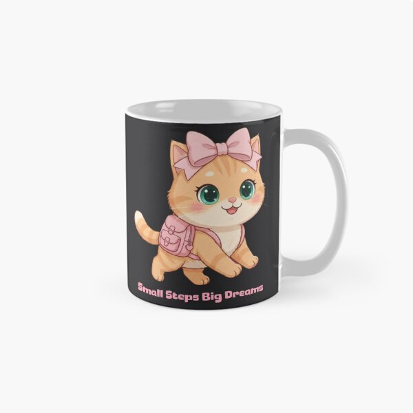 Item preview, Small Steps Big Dreams Pink Bow Cat designed and sold by Luna's World - Moody Vibes Studio.
