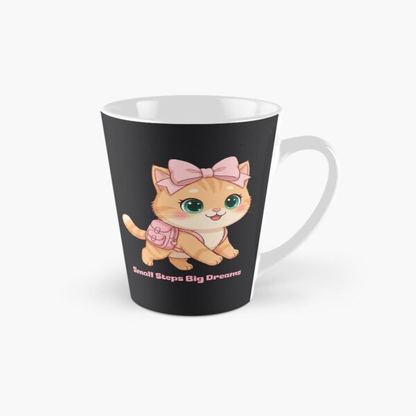 Item preview, Small Steps Big Dreams Pink Bow Cat designed and sold by Luna's World - Moody Vibes Studio.