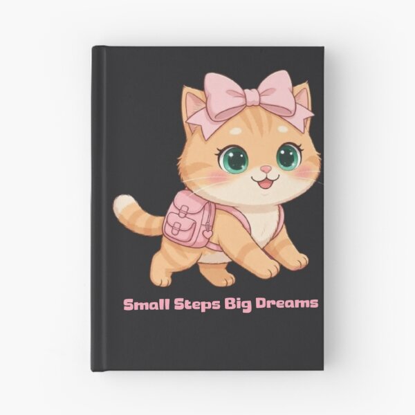 Item preview, Small Steps Big Dreams Pink Bow Cat designed and sold by Luna's World - Moody Vibes Studio.