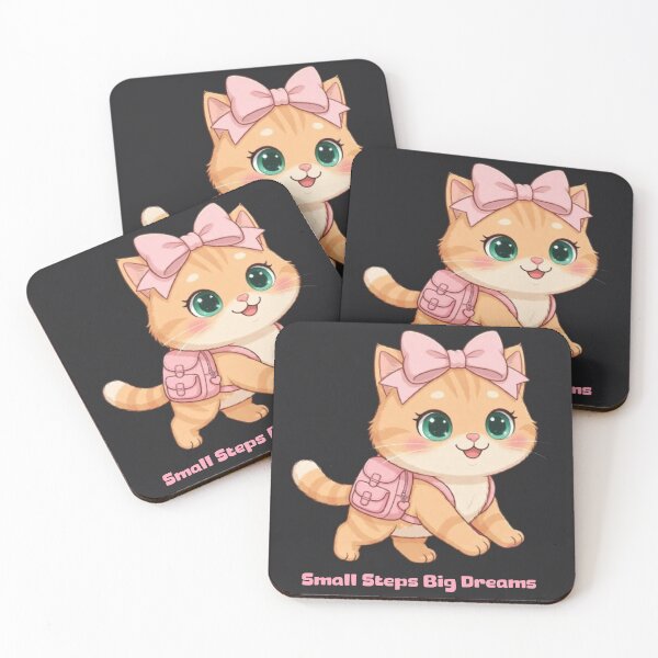 Item preview, Small Steps Big Dreams Pink Bow Cat designed and sold by Luna's World - Moody Vibes Studio.