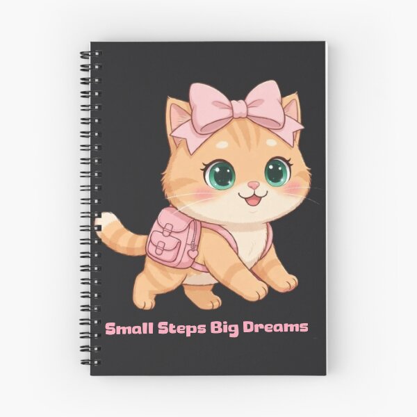 Item preview, Small Steps Big Dreams Pink Bow Cat designed and sold by Luna's World - Moody Vibes Studio.