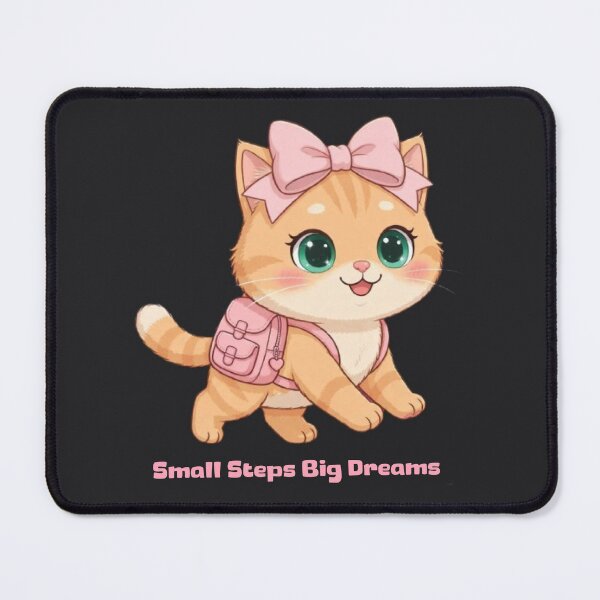 Item preview, Small Steps Big Dreams Pink Bow Cat designed and sold by Luna's World - Moody Vibes Studio.
