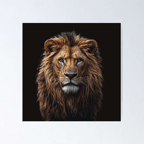 Item preview, Majestic Lion Portrait on Black Background – Wild Predator Art designed and sold by PicturePic.